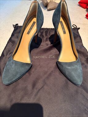 Rachel Zoe Dark Teal Suede Pointed-Toe Stiletto Pumps